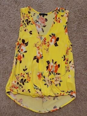 Staccato Yellow Floral Sleeveless V-Neck Top